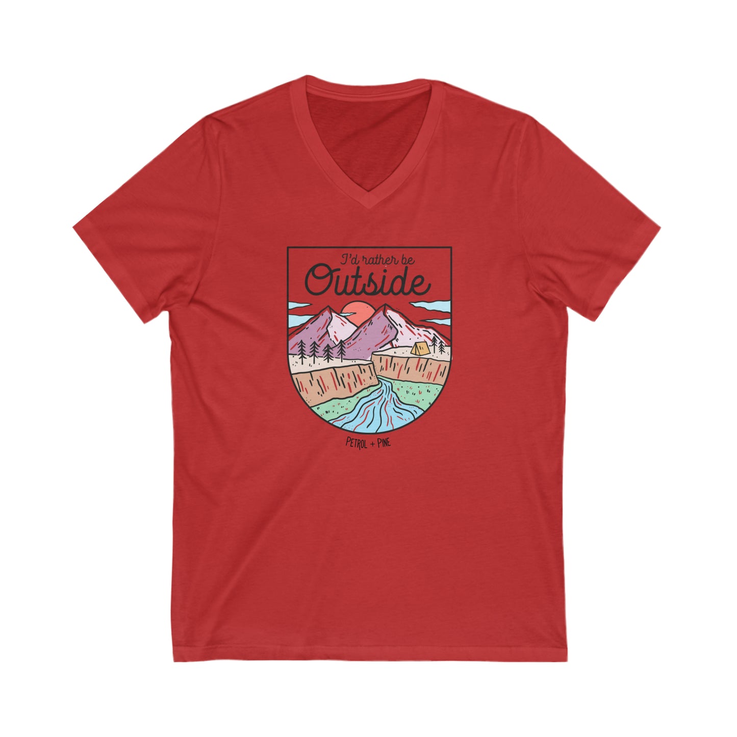 Id Rather Be Outside Unisex V Neck Tee
