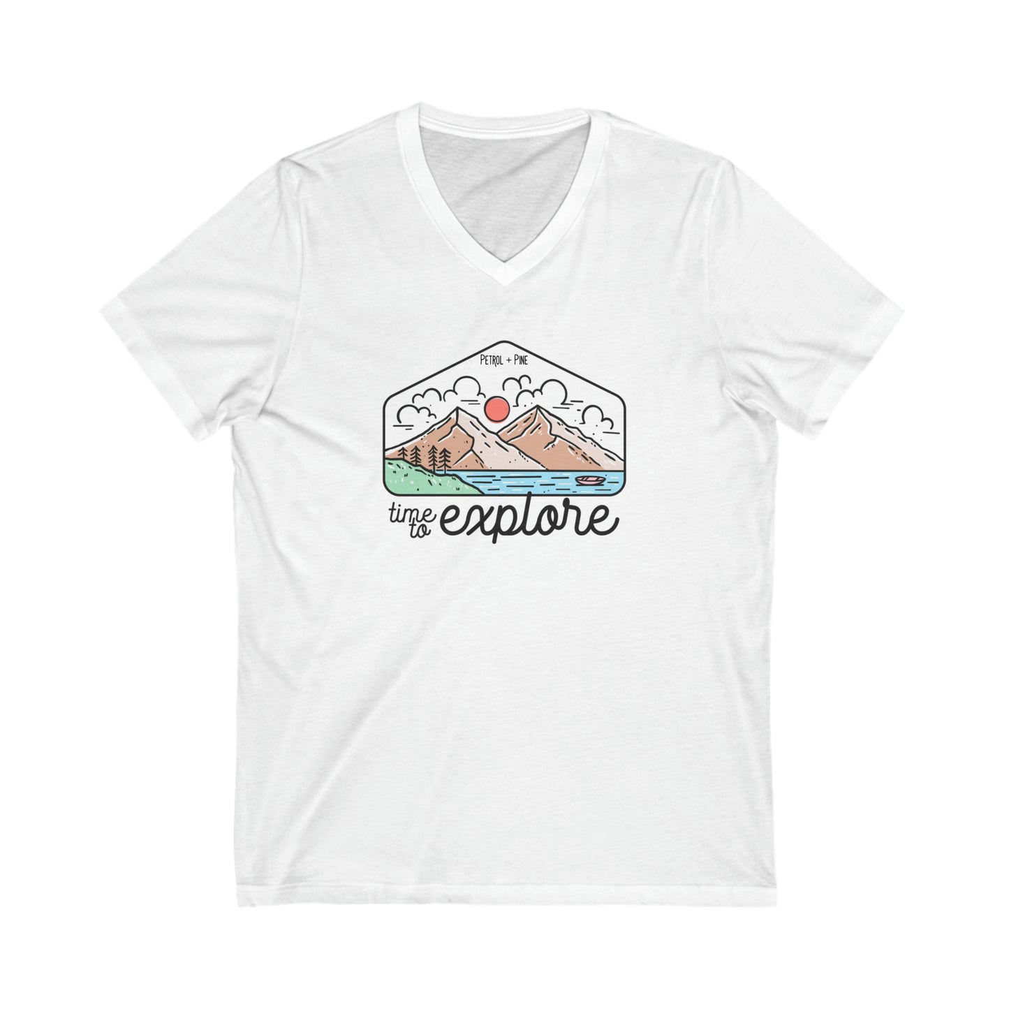 Time to Explore Unisex V Neck Tee