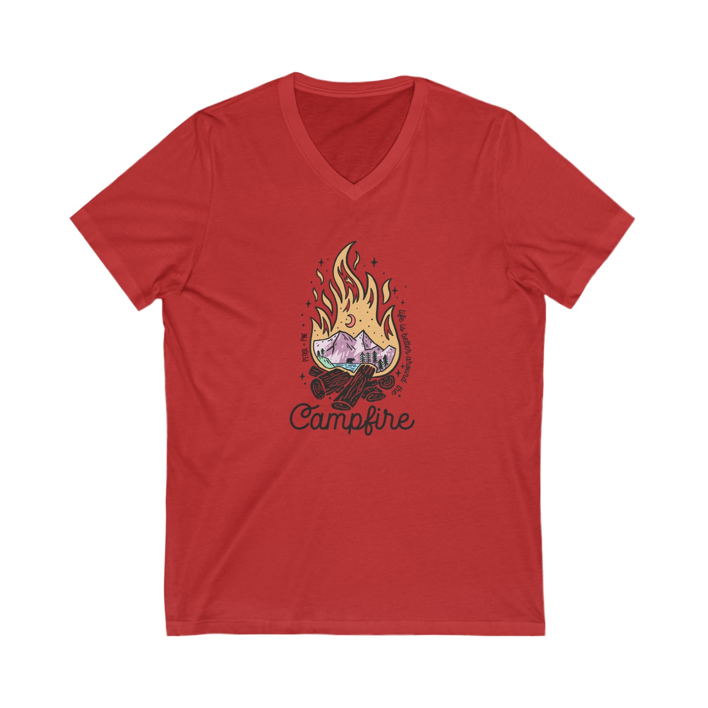 Campfire Unisex V Neck Tee