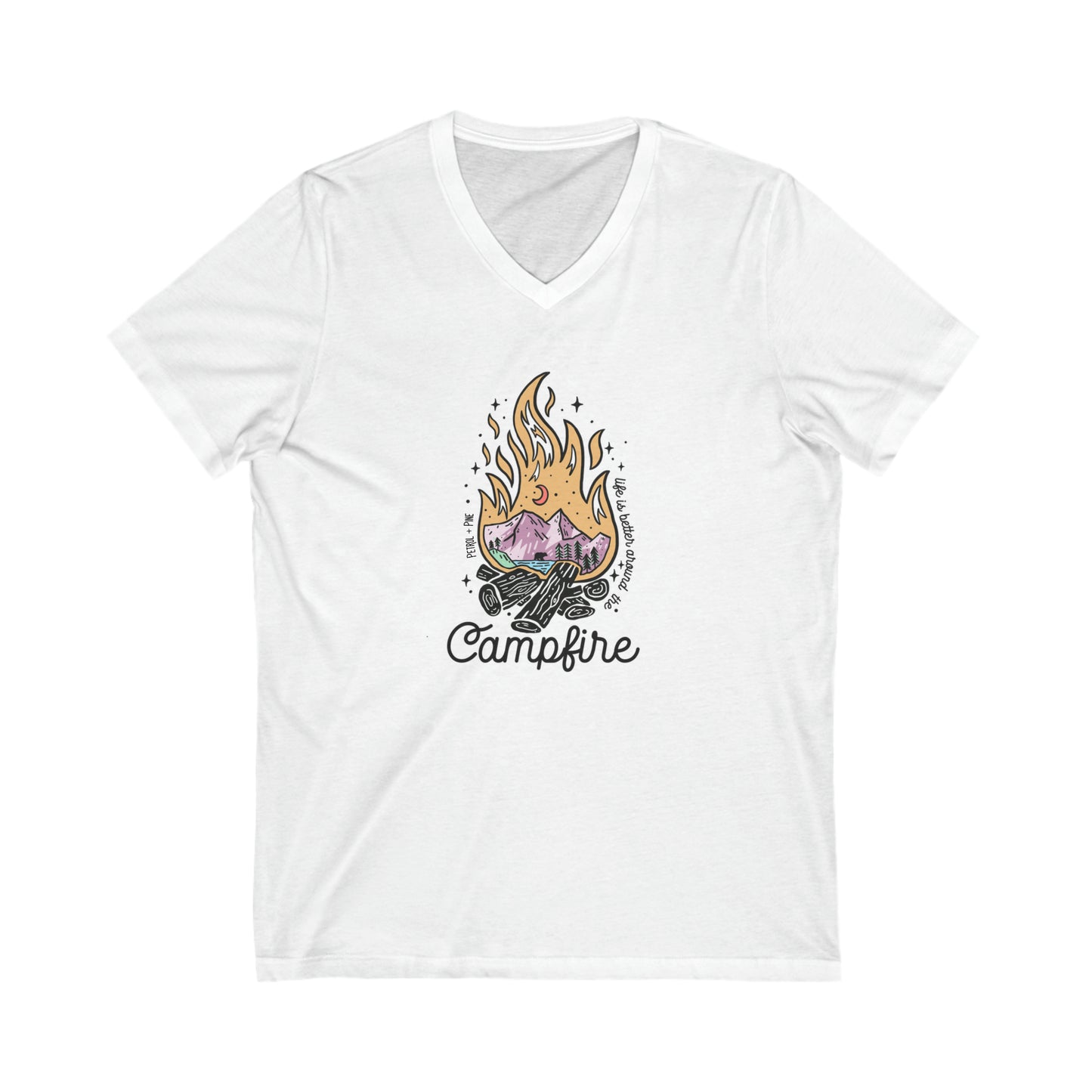 Campfire Unisex V Neck Tee