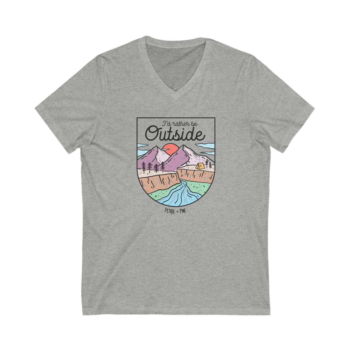 Id Rather Be Outside Unisex V Neck Tee