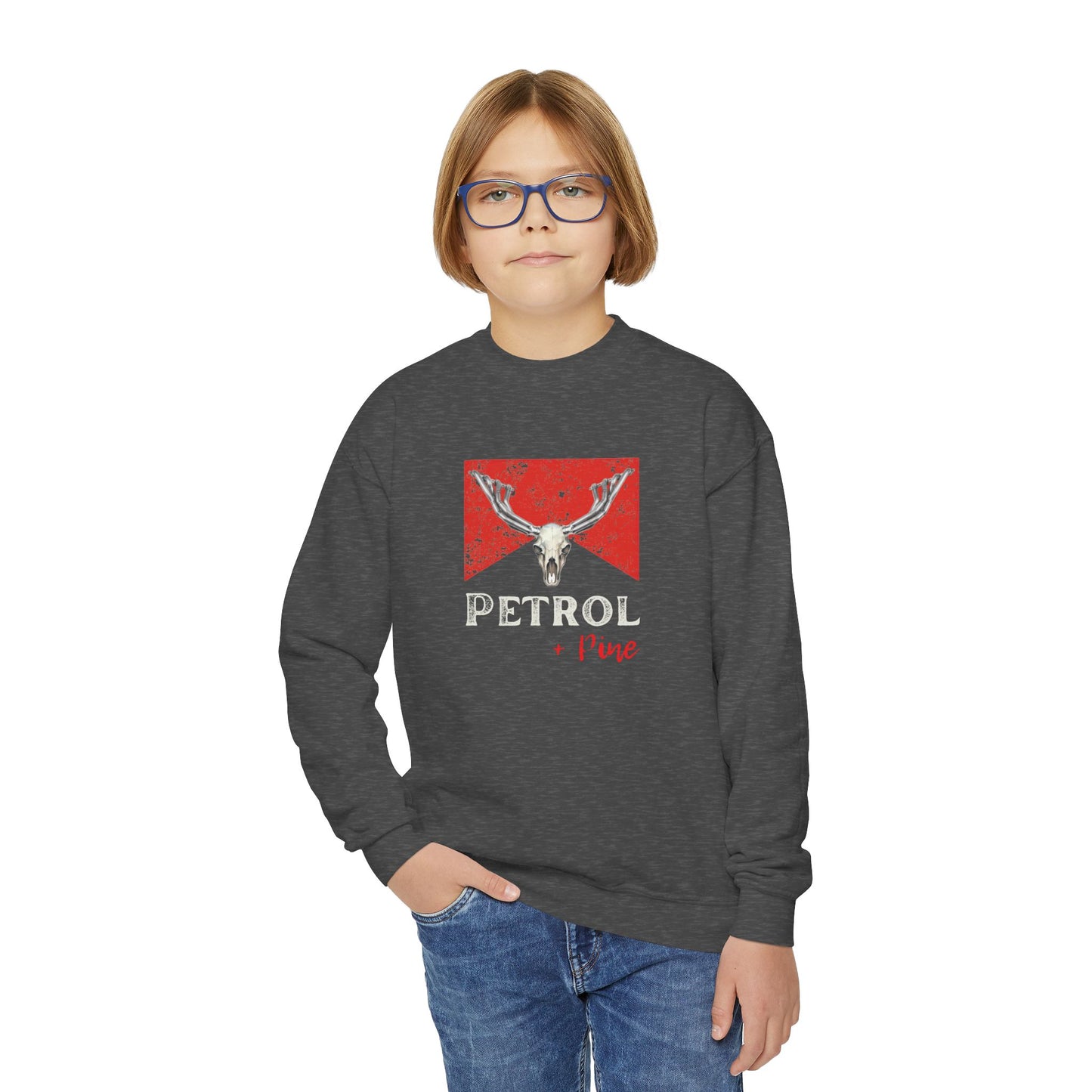 Petrol + Pine Youth Crewneck Sweatshirt - Cozy Outdoor Style