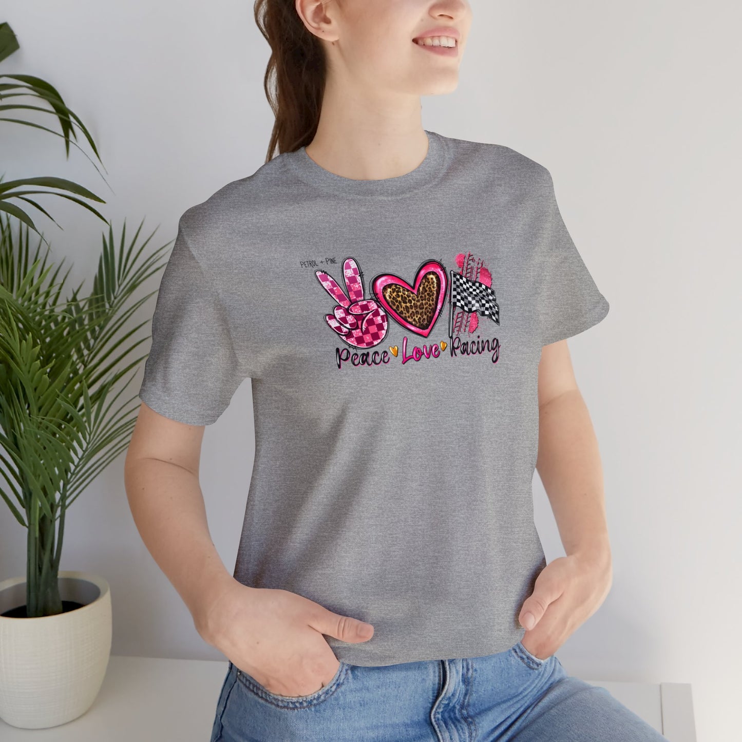 Peace, Love, Racing Unisex Tee