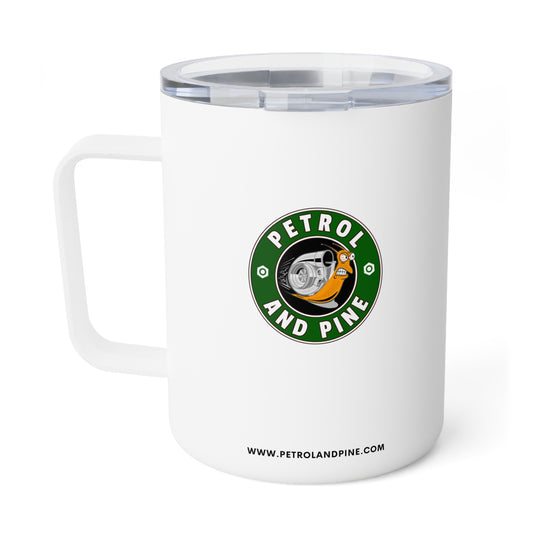 Petrol and Pine Insulated Coffee Mug - 10oz Travel Cup for Nature Lovers