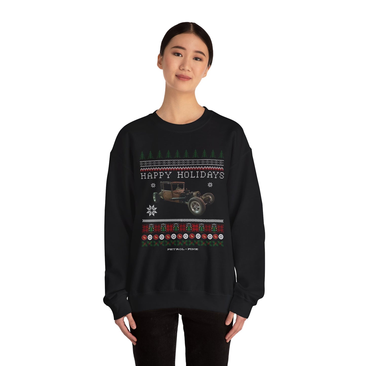 Happy Holidays Rat Rod Unisex Crewneck Sweatshirt