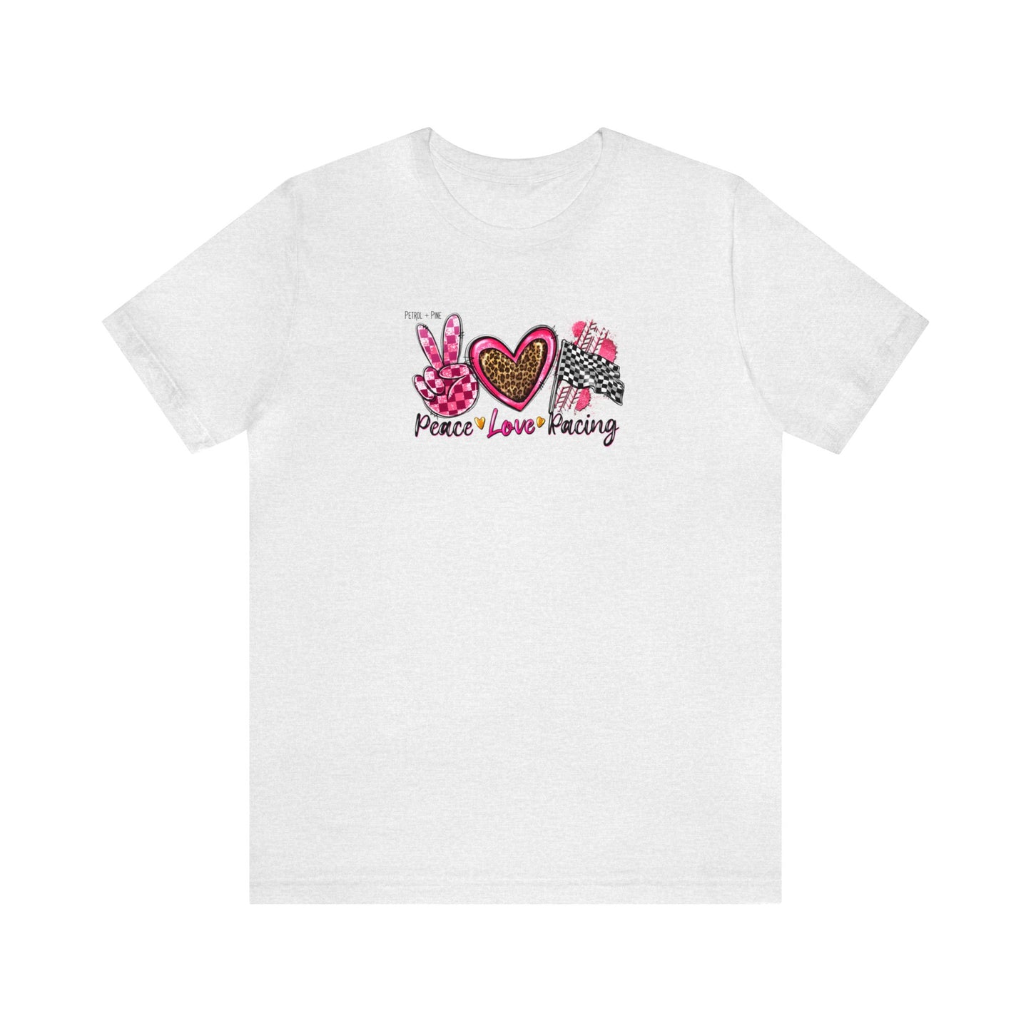 Peace, Love, Racing Unisex Tee