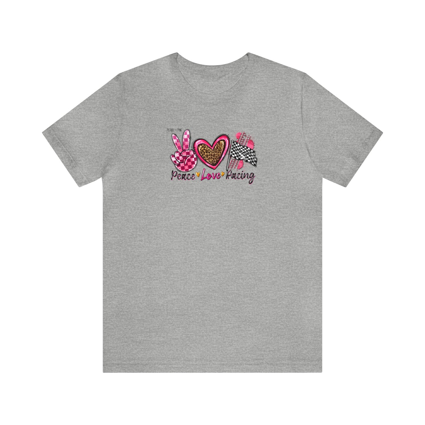 Peace, Love, Racing Unisex Tee