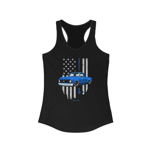 Chevy C10 (BLUE) - Women's Flowy Racerback Tank