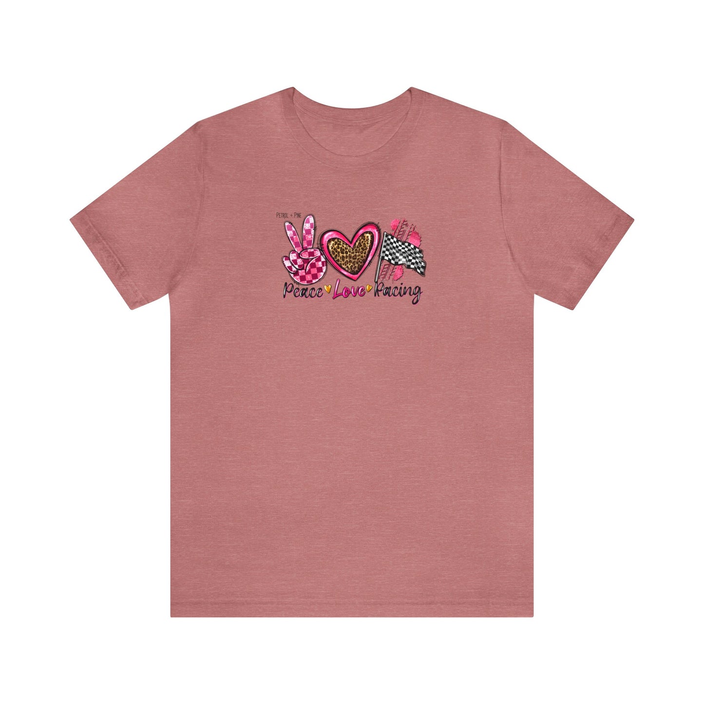 Peace, Love, Racing Unisex Tee