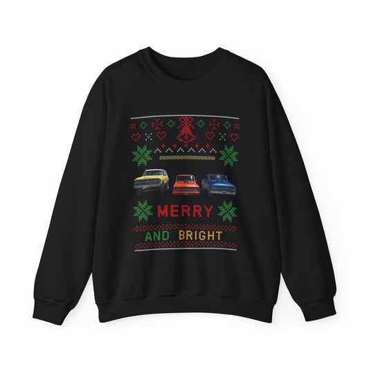 Merry + Bright (Trucks) - Unisex Crewneck Sweatshirt