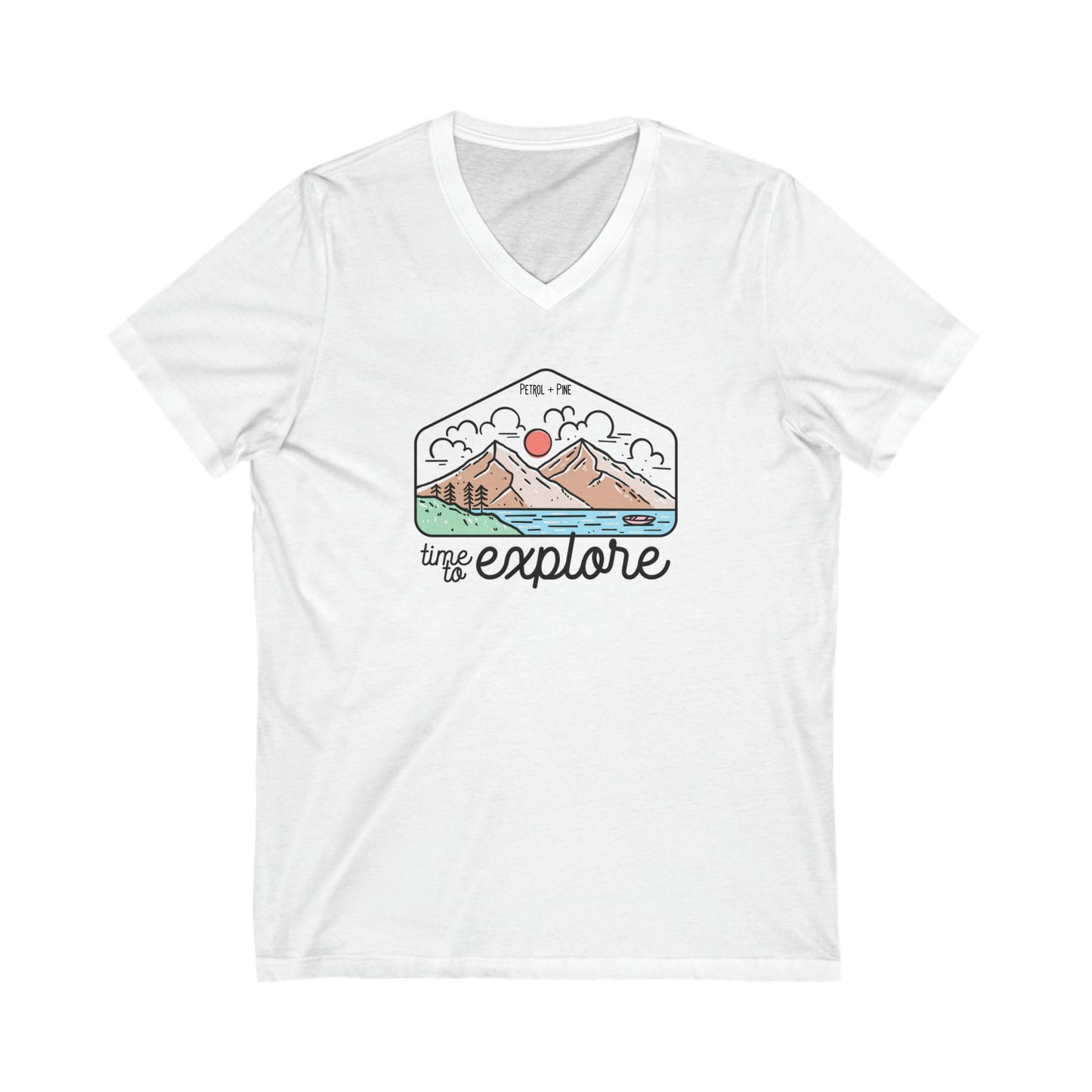 Time to Explore Unisex V Neck Tee