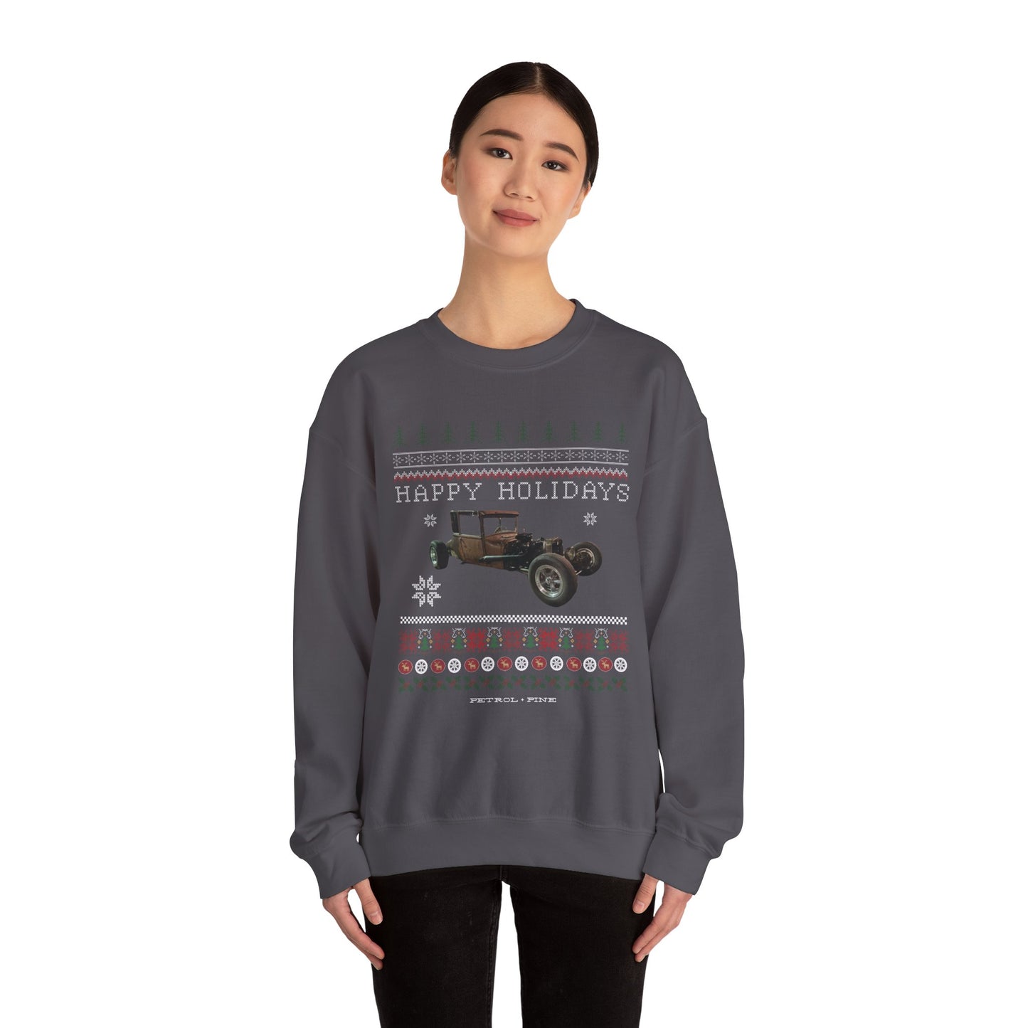 Happy Holidays Rat Rod Unisex Crewneck Sweatshirt