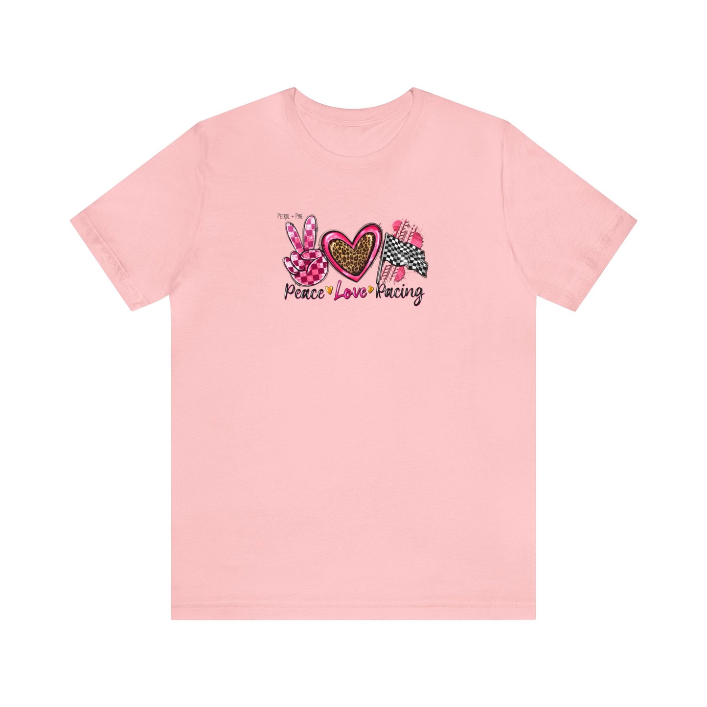 Peace, Love, Racing Unisex Tee